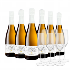 Amour de Yves-Lojén S Brut (6 flessen)  + champagne flûtes (6 glazen)