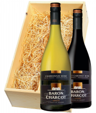 Wijnkist met Baron Charcot Reservé rood en wit